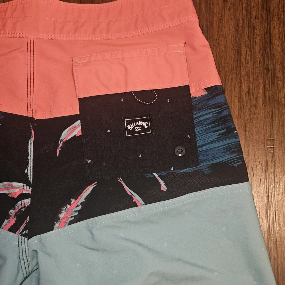 Billabong Kids Coral and Teal Swim Trunks